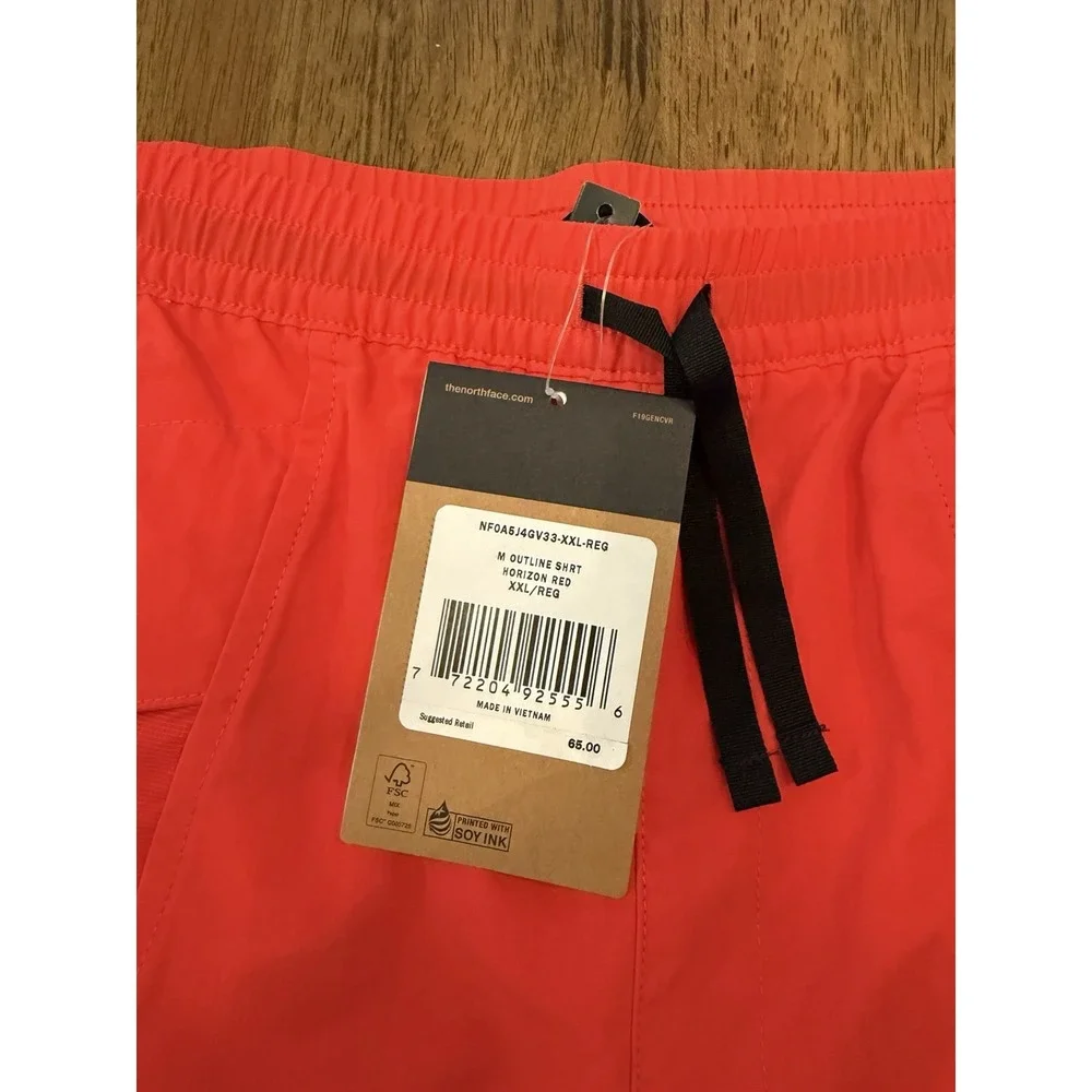 NWT The North Face Outline Shorts Horizon Red WindWall Mesh XXL